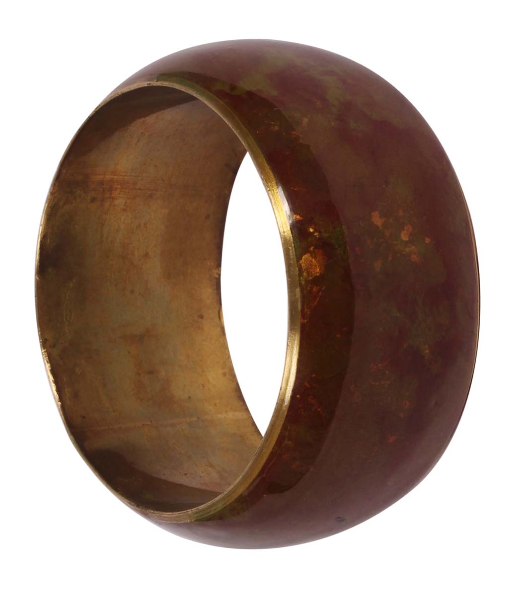 Round Broad Bangle - Speckled Brown Exteriors & Dull Golden Interiors - Handmade in Brass & Iron - Fashion Accessories - Unique Metal Jewelry - Buy in Bulk Wholesale